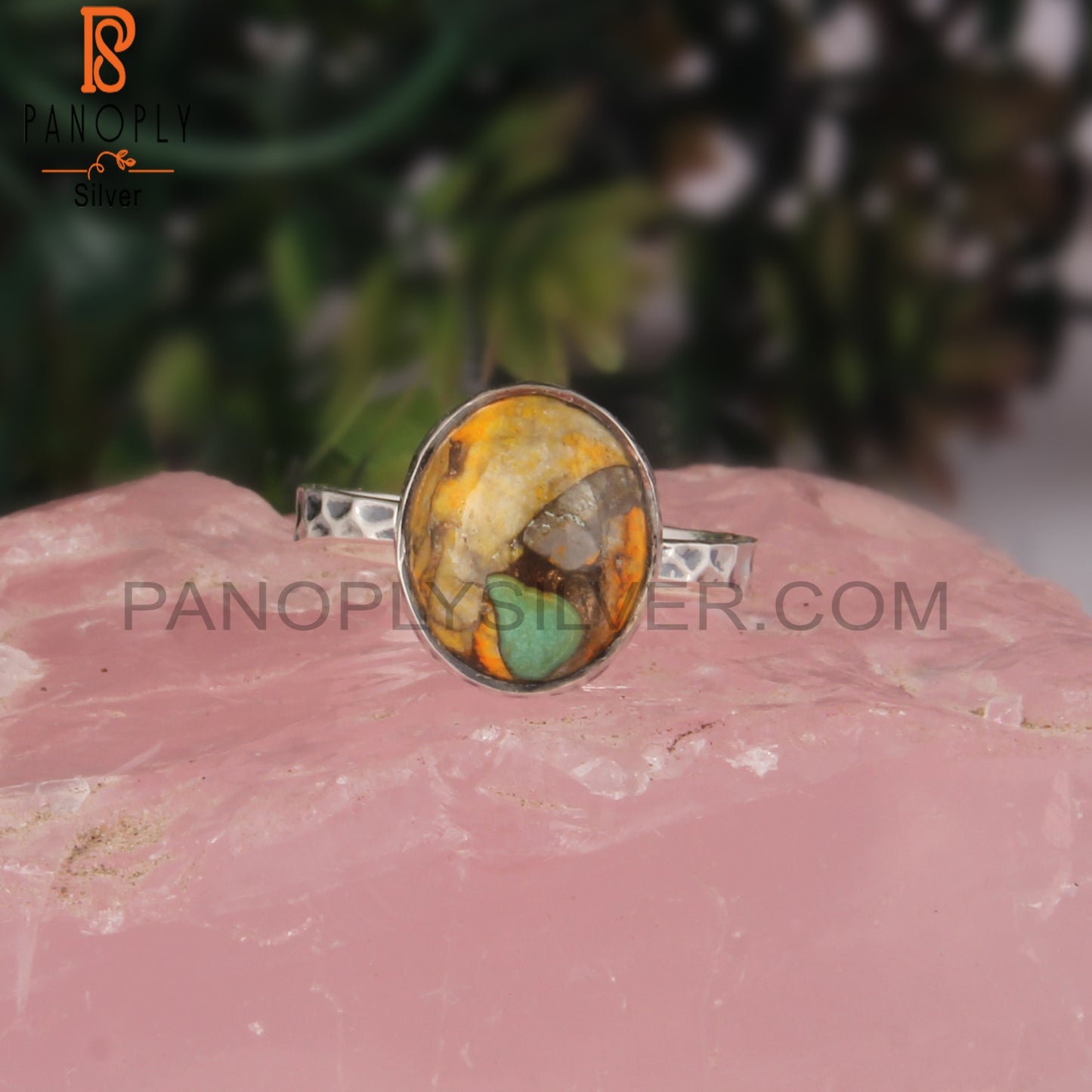 Unique Mojave Copper Bumblebee Turquoise Oval 925 Silver Ring