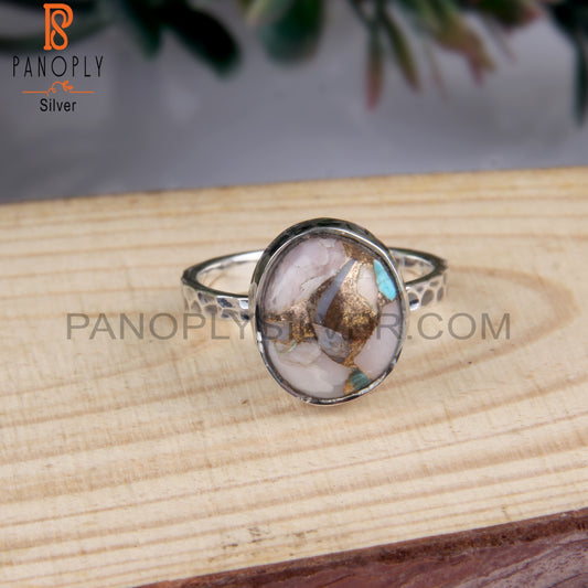 Mojave Copper Pink Opal Turquoise Oval Shape 925 Silver