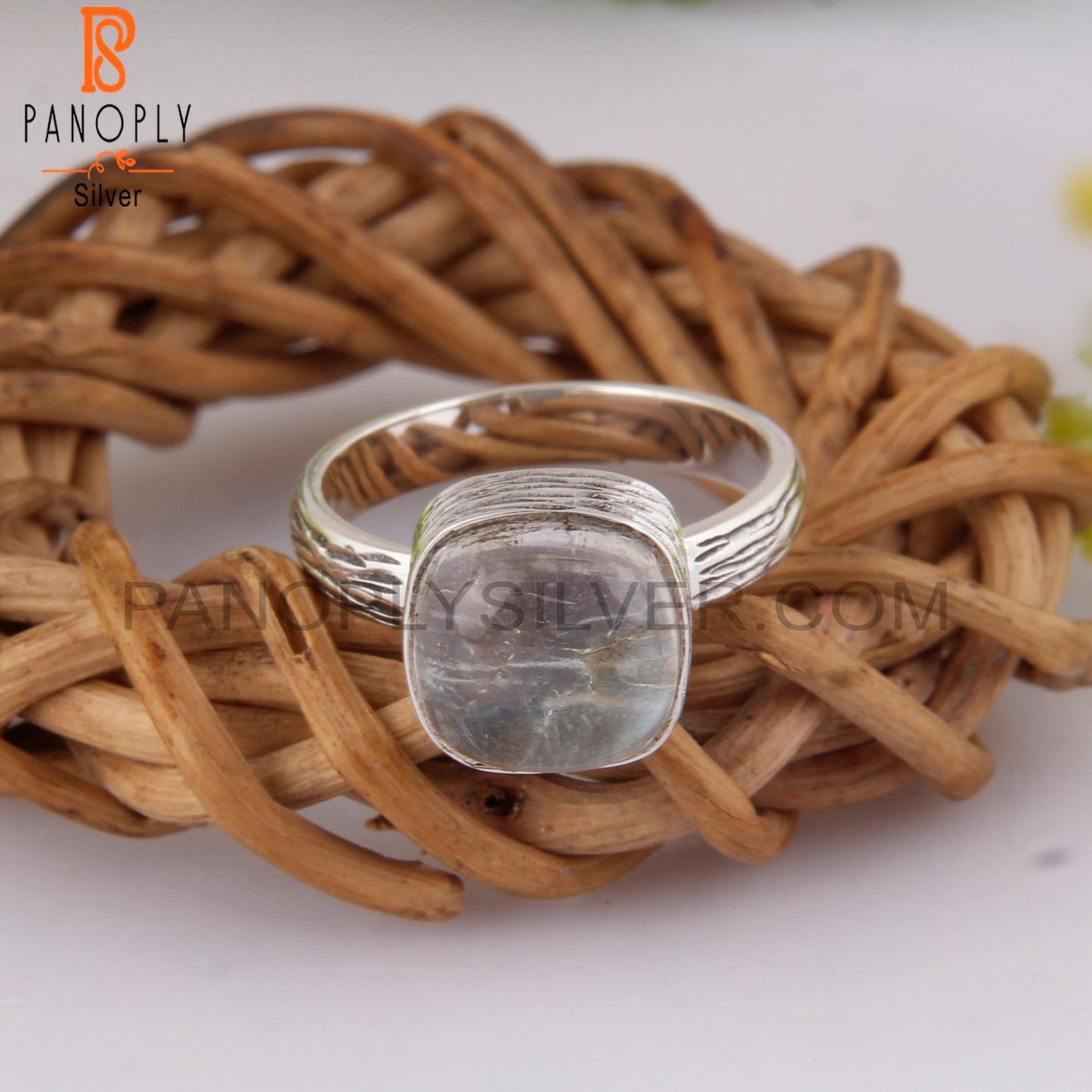 Doublet Labradorite Crystal Cushion 925 Sterling Silver Ring