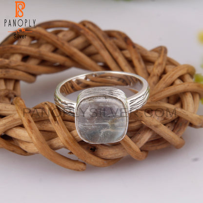 Doublet Labradorite Crystal Cushion 925 Sterling Silver Ring