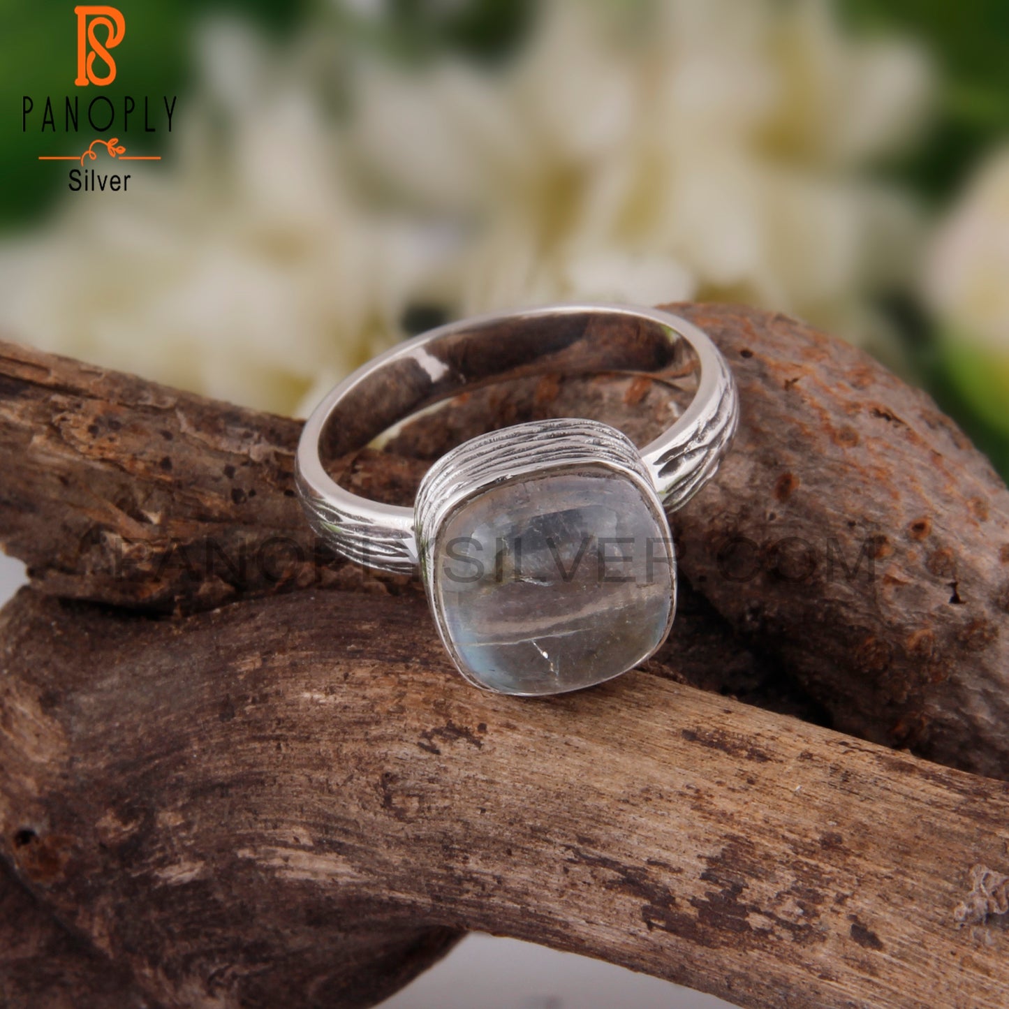 Doublet Labradorite Crystal Cushion 925 Sterling Silver Ring