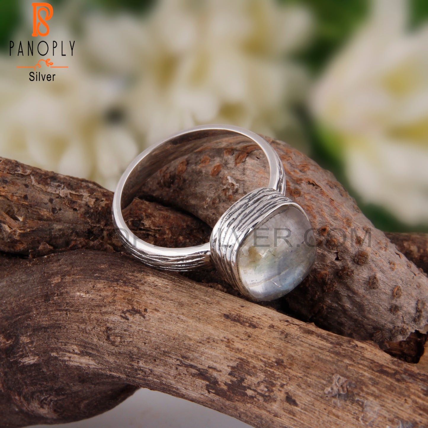 Doublet Labradorite Crystal Cushion 925 Sterling Silver Ring