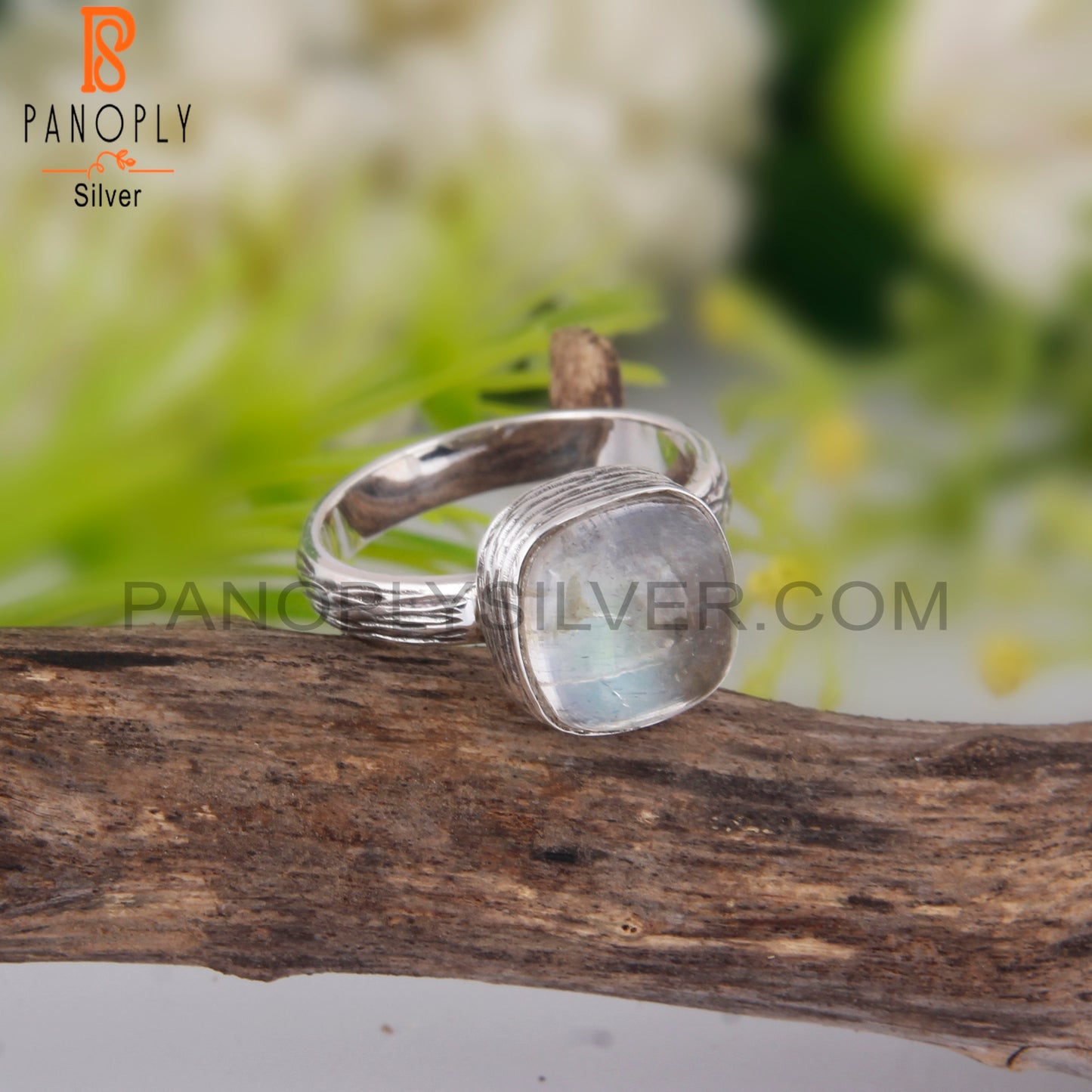Doublet Labradorite Crystal Cushion 925 Sterling Silver Ring
