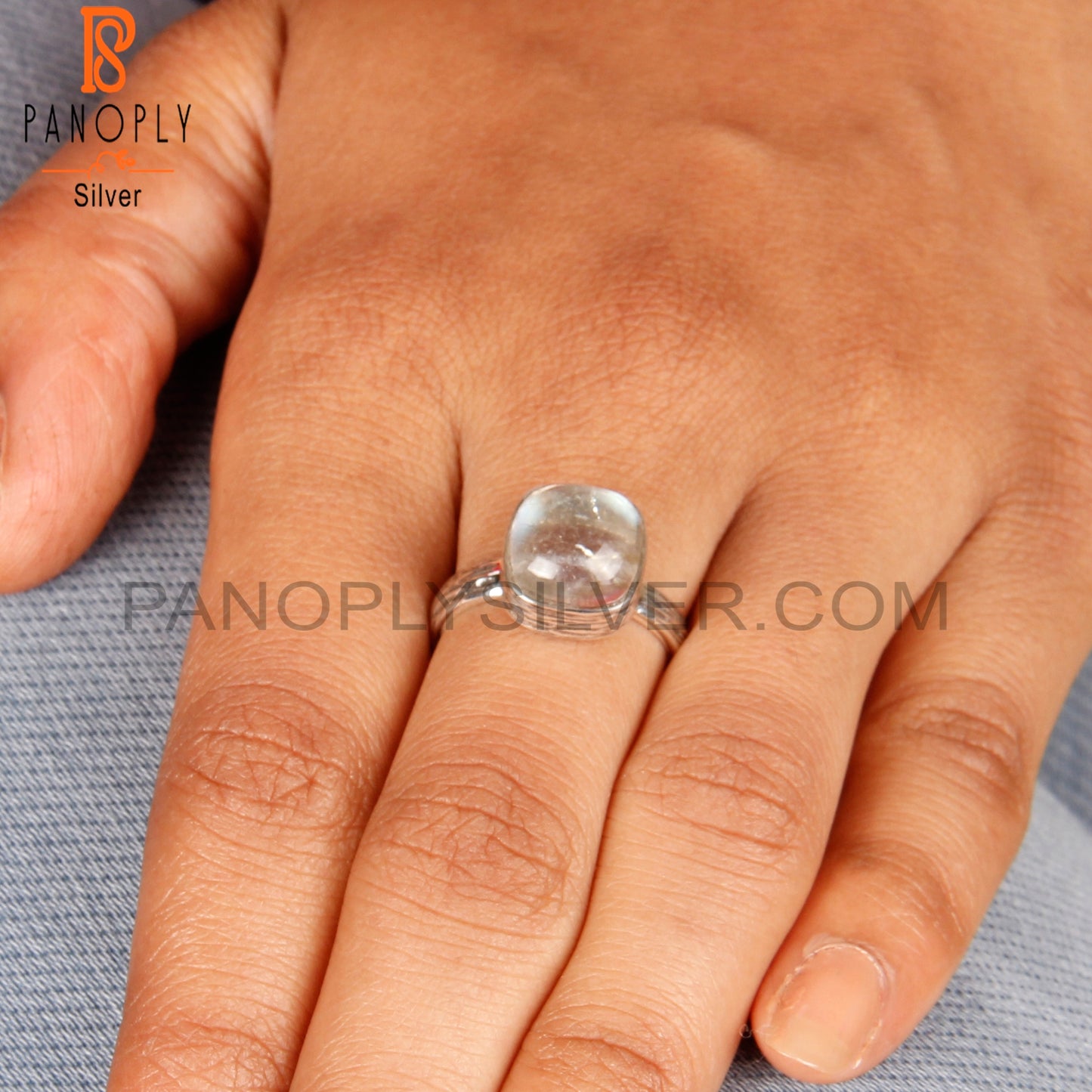 Doublet Labradorite Crystal Cushion 925 Sterling Silver Ring