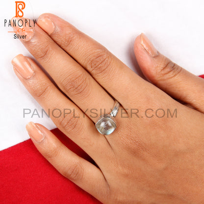 Doublet Labradorite Crystal Cushion 925 Sterling Silver Ring