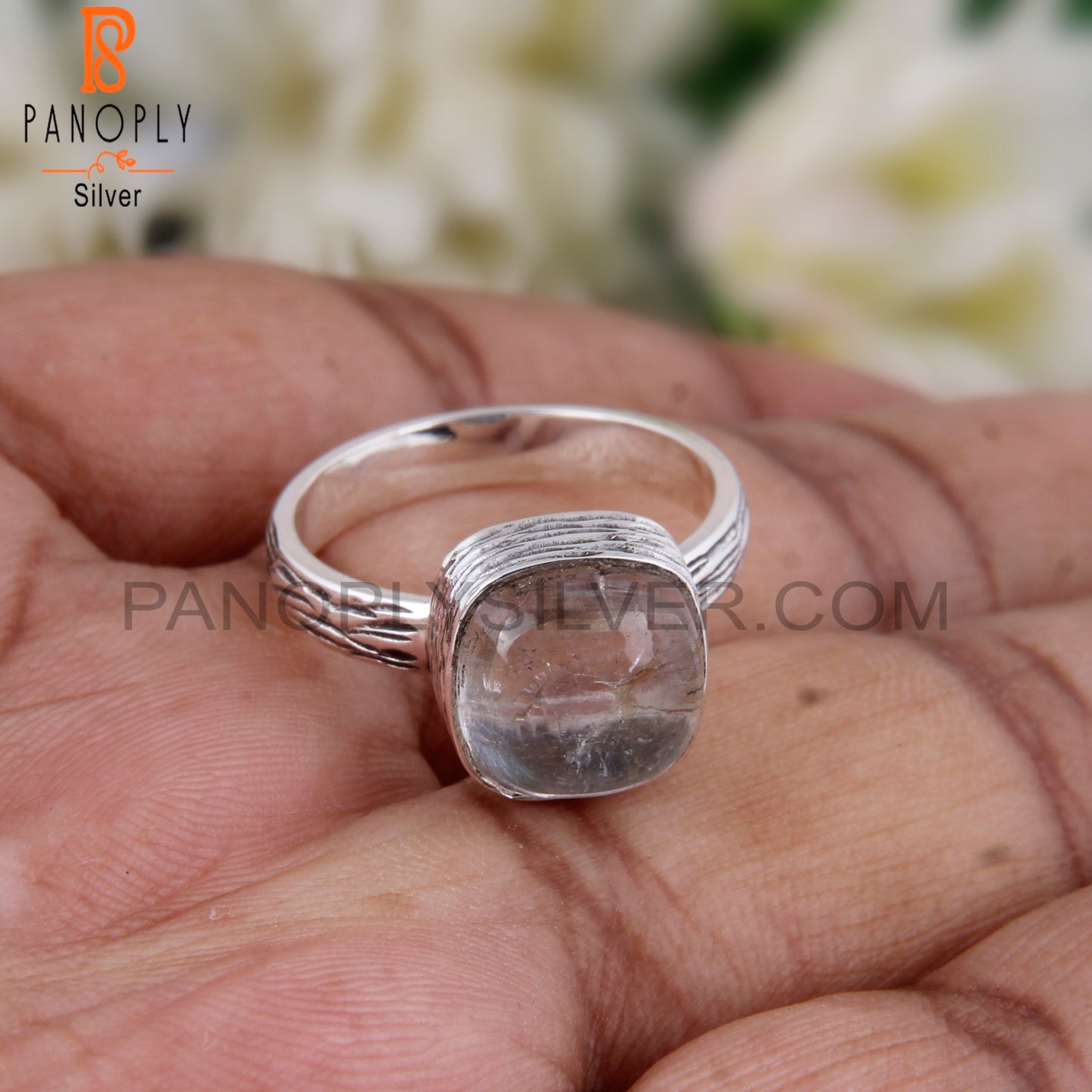 Doublet Labradorite Crystal Cushion 925 Sterling Silver Ring