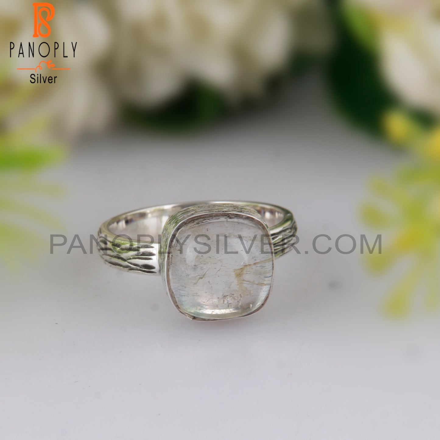 Doublet Labradorite Crystal Cushion 925 Sterling Silver Ring