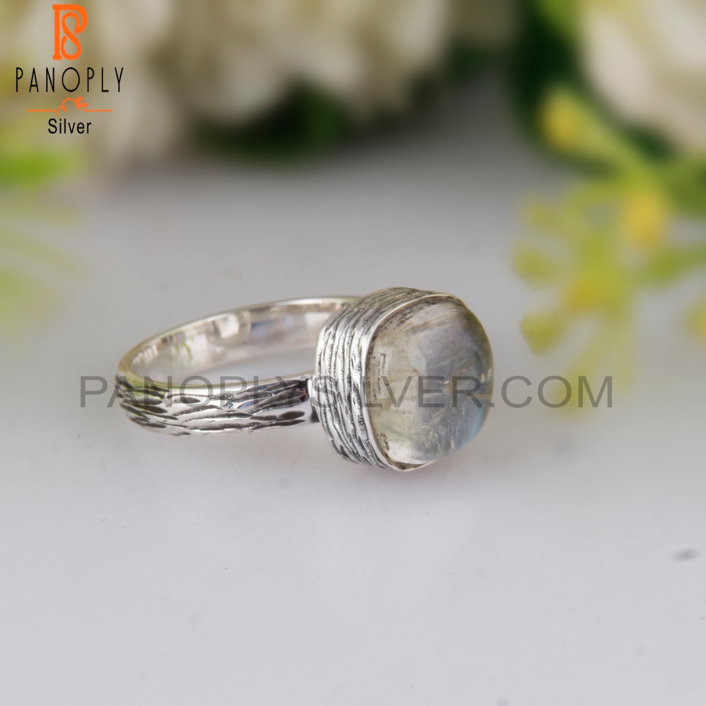 Doublet Labradorite Crystal Cushion 925 Sterling Silver Ring