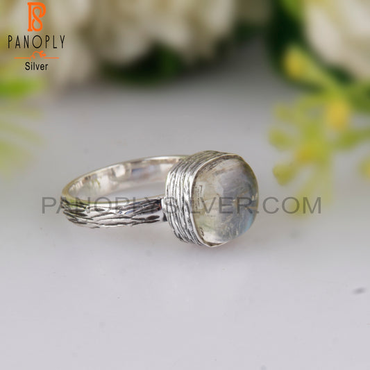 Doublet Labradorite Crystal Cushion 925 Sterling Silver Ring