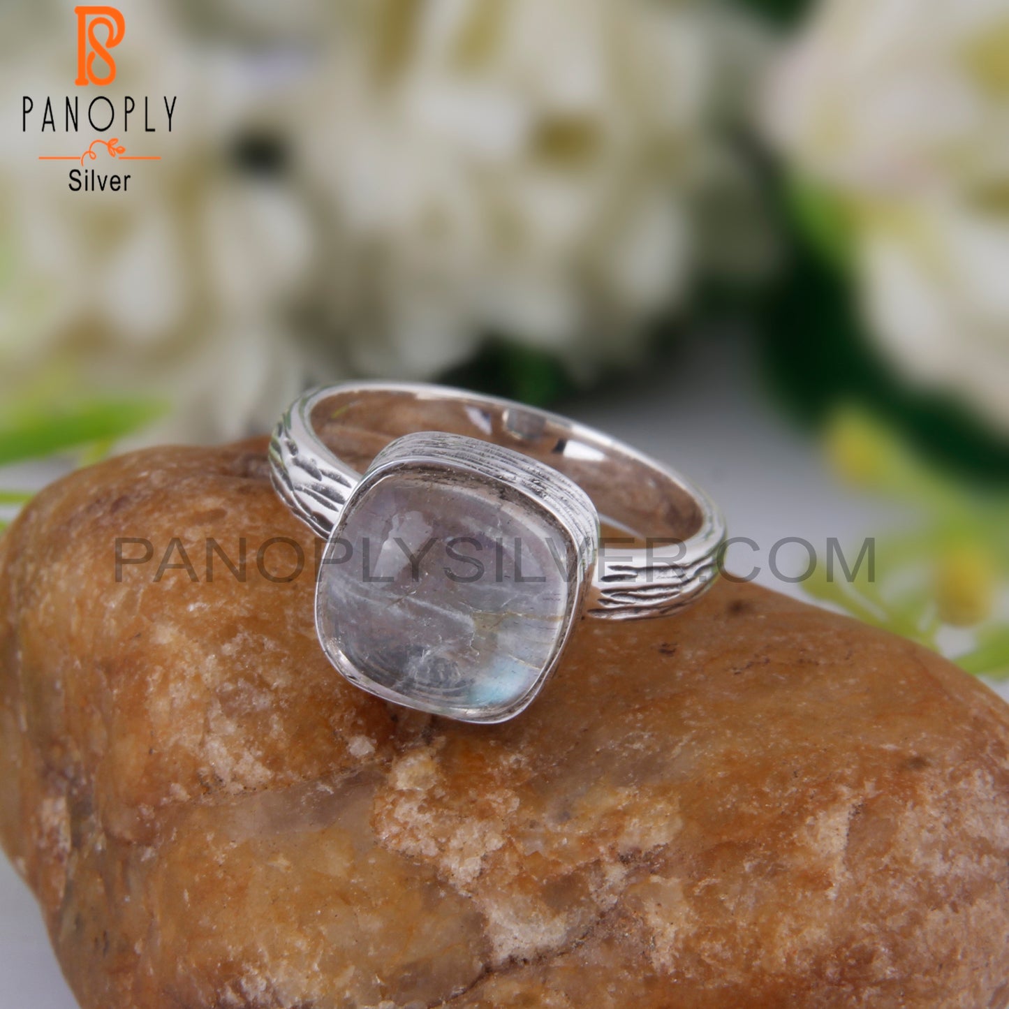 Doublet Labradorite Crystal Cushion 925 Sterling Silver Ring