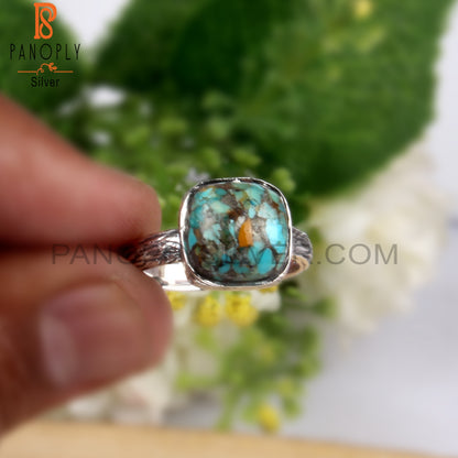 Boulder Turquoise Cushion Shape 925 Sterling Silver Ring