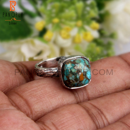 Boulder Turquoise Cushion Shape 925 Sterling Silver Ring