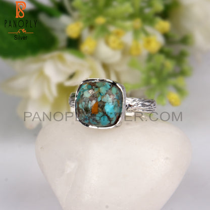 Boulder Turquoise Cushion Shape 925 Sterling Silver Ring