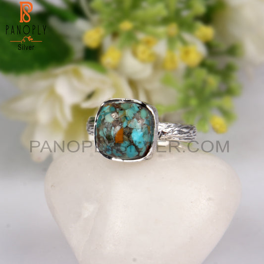 Boulder Turquoise Cushion Shape 925 Sterling Silver Ring