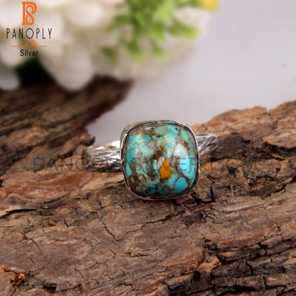 Boulder Turquoise Cushion Shape 925 Sterling Silver Ring