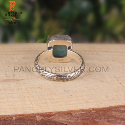 Mojave Copper Amazonite Cushion 925 Sterling Silver Ring