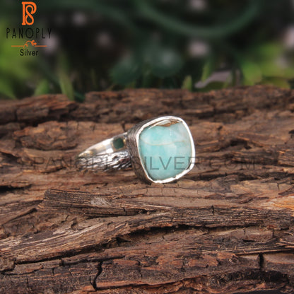 Mojave Copper Amazonite Cushion 925 Sterling Silver Ring
