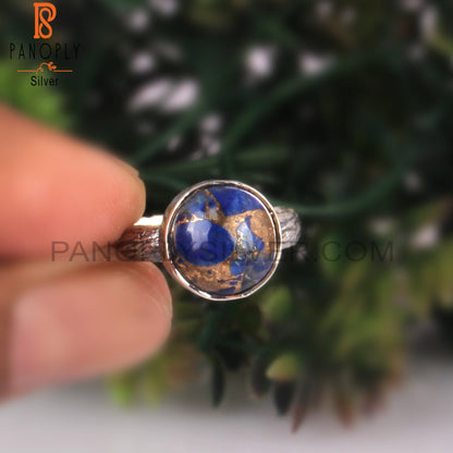 Natural Mojave Copper Lapis 925 Silver Engagement Ring