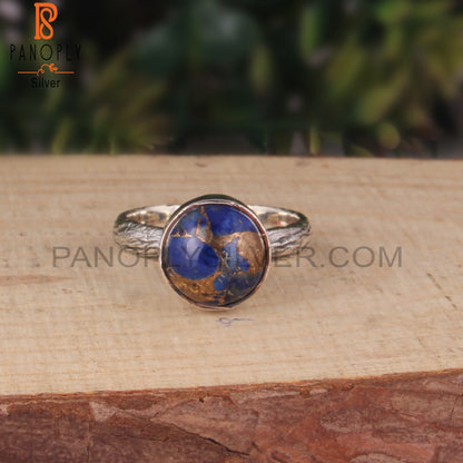 Natural Mojave Copper Lapis 925 Silver Engagement Ring