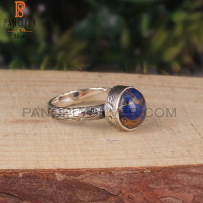 Natural Mojave Copper Lapis 925 Silver Engagement Ring