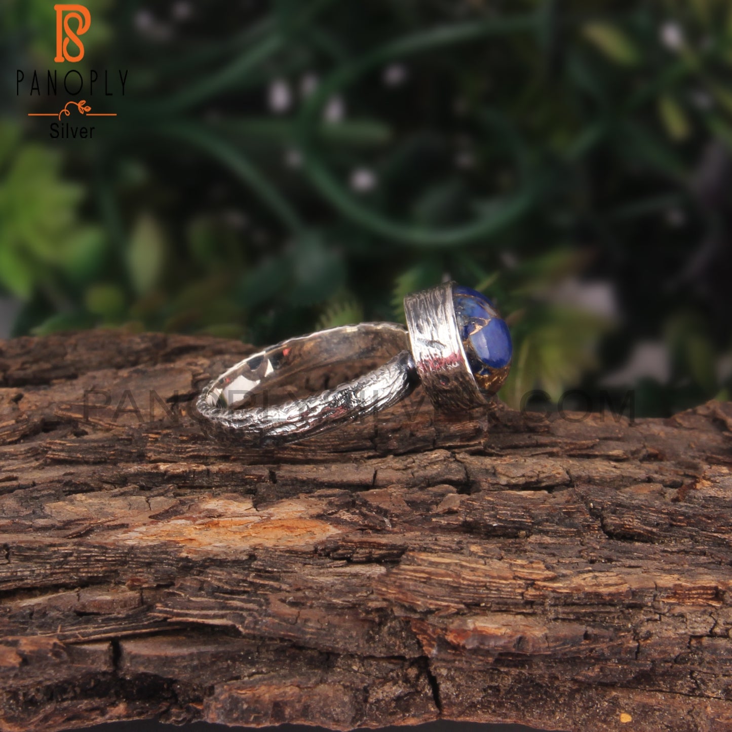 Natural Mojave Copper Lapis 925 Silver Engagement Ring