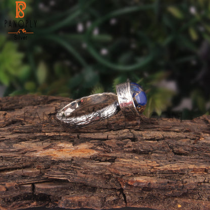 Natural Mojave Copper Lapis 925 Silver Engagement Ring
