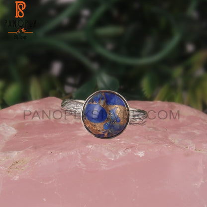 Natural Mojave Copper Lapis 925 Silver Engagement Ring