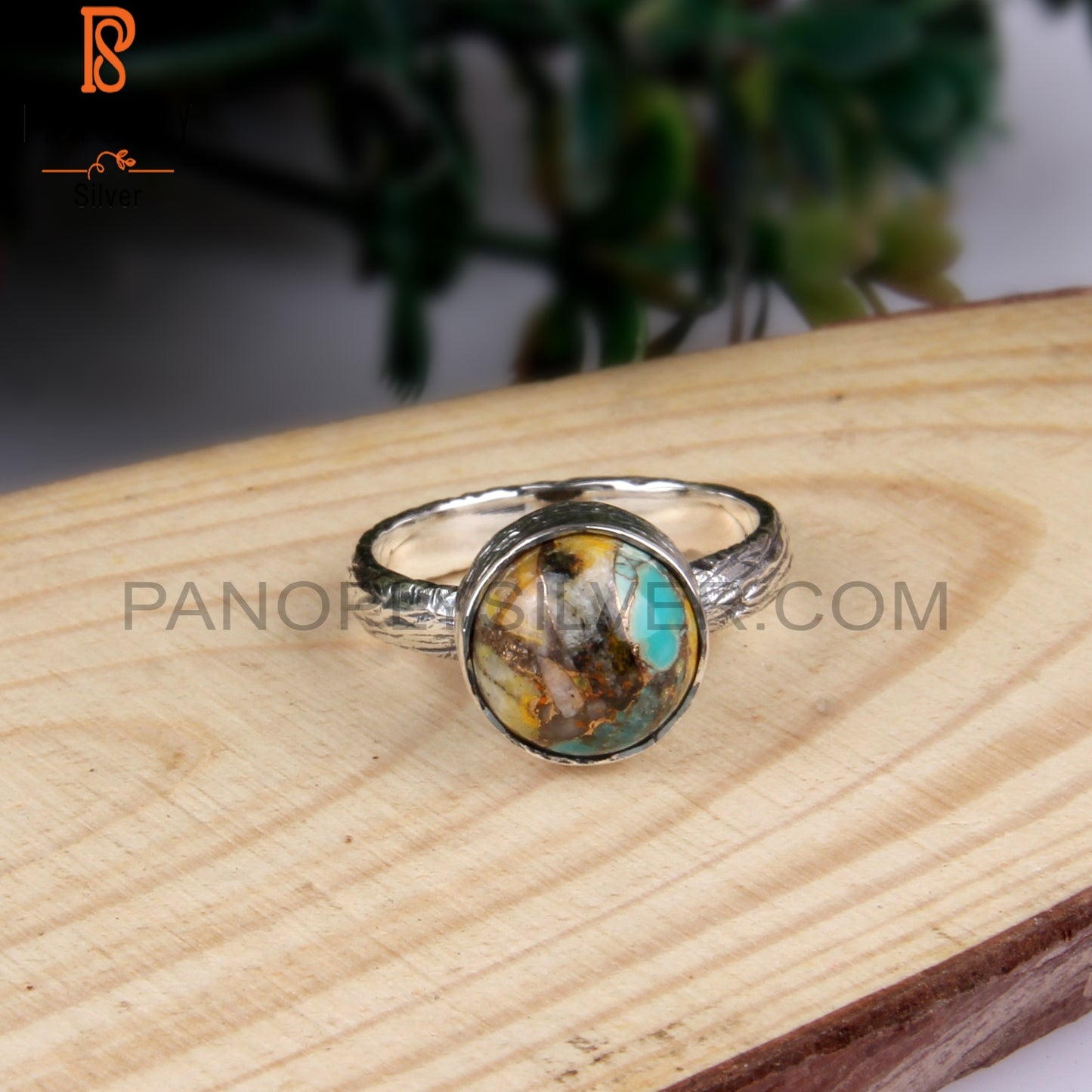 Mojave Copper Bumblebee Turquoise Silver Ring