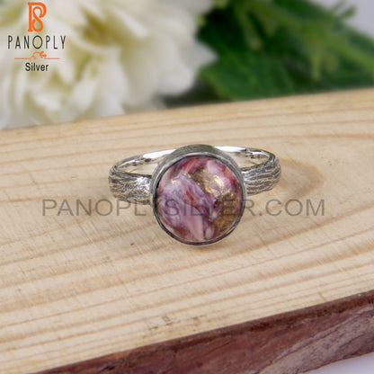 Mojave Copper Oyster Turquoise Stone Round 925 Sterling Ring