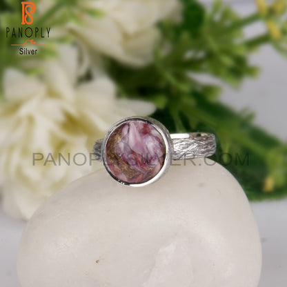 Mojave Copper Oyster Turquoise Stone Round 925 Sterling Ring