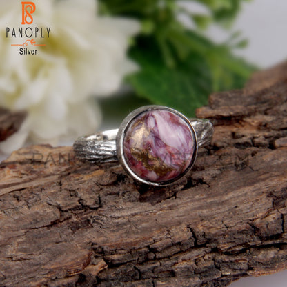 Mojave Copper Oyster Turquoise Stone Round 925 Sterling Ring