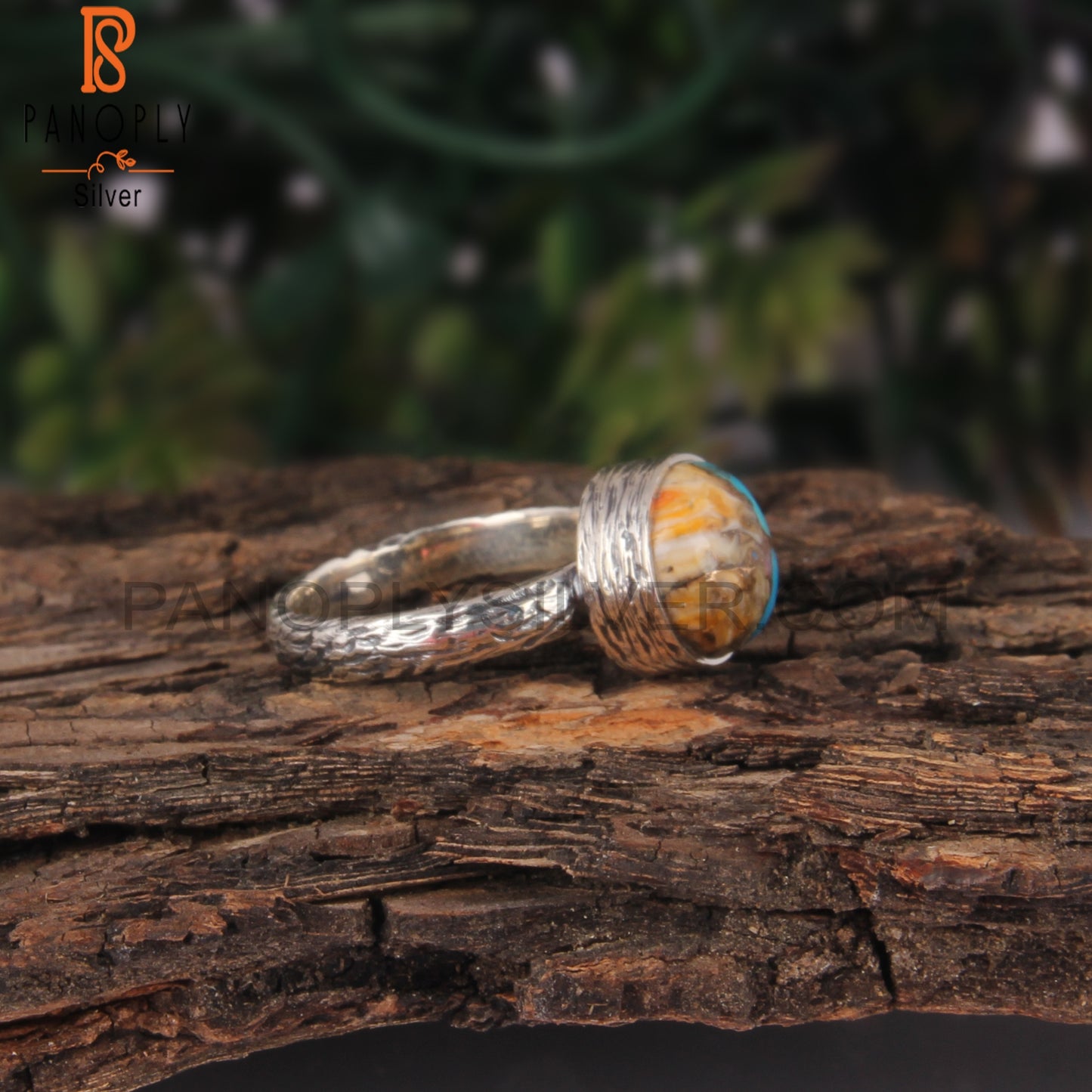 Mojave Copper Oyster Turquoise Round 925 Sterling Silver Ring