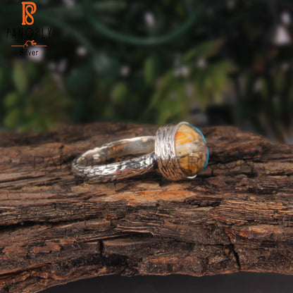 Mojave Copper Oyster Turquoise Round 925 Sterling Silver Ring