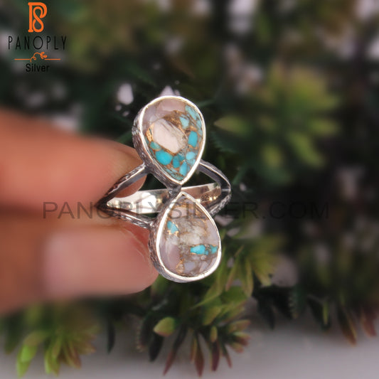 Mojave Copper Opal Turquoise Pear 925 Ring