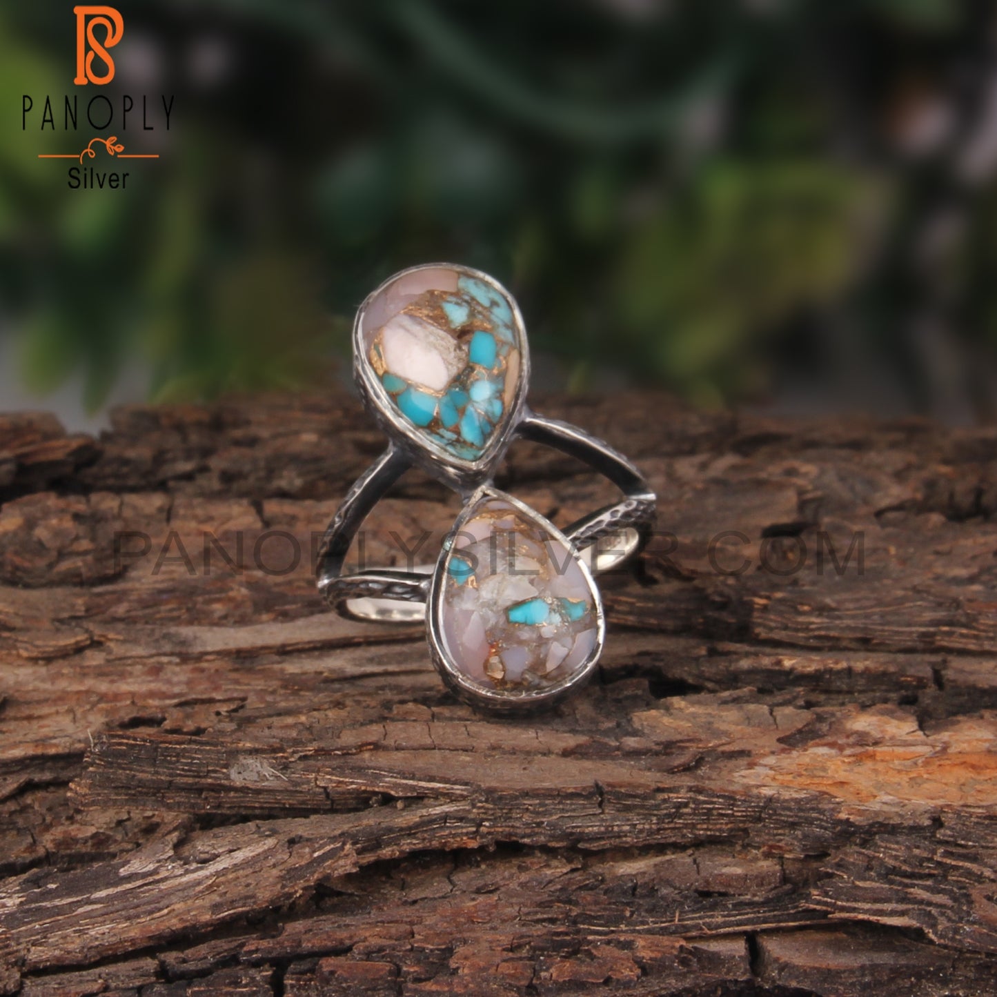 Mojave Copper Opal Turquoise Pear 925 Ring