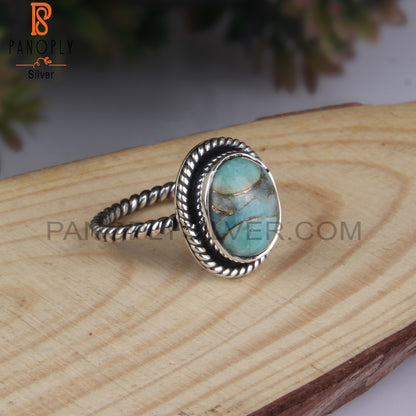 Mojave Copper Amazonite Oval 925 Sterling Silver Twist Ring
