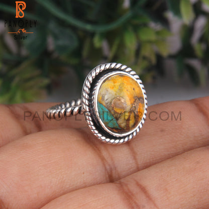 Mojave Copper Bumblebee Turquoise 925 Silver Twist Ring