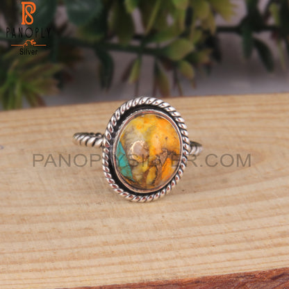 Mojave Copper Bumblebee Turquoise 925 Silver Twist Ring