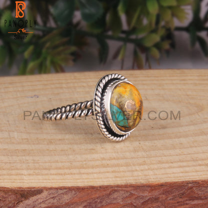 Mojave Copper Bumblebee Turquoise 925 Silver Twist Ring