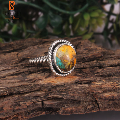 Mojave Copper Bumblebee Turquoise 925 Silver Twist Ring