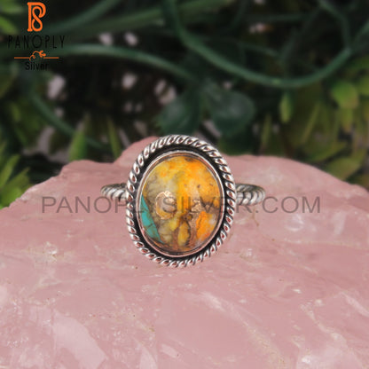 Mojave Copper Bumblebee Turquoise 925 Silver Twist Ring