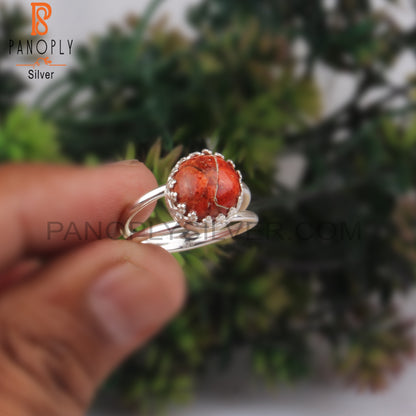 Sponge Coral Round Shape 925 Sterling Silver Crown Ring