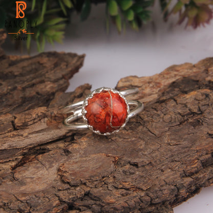 Sponge Coral Round Shape 925 Sterling Silver Crown Ring