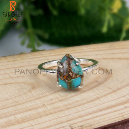 Pear Shape Mojave Bumblebee Turquoise 925 Party Wear Ring