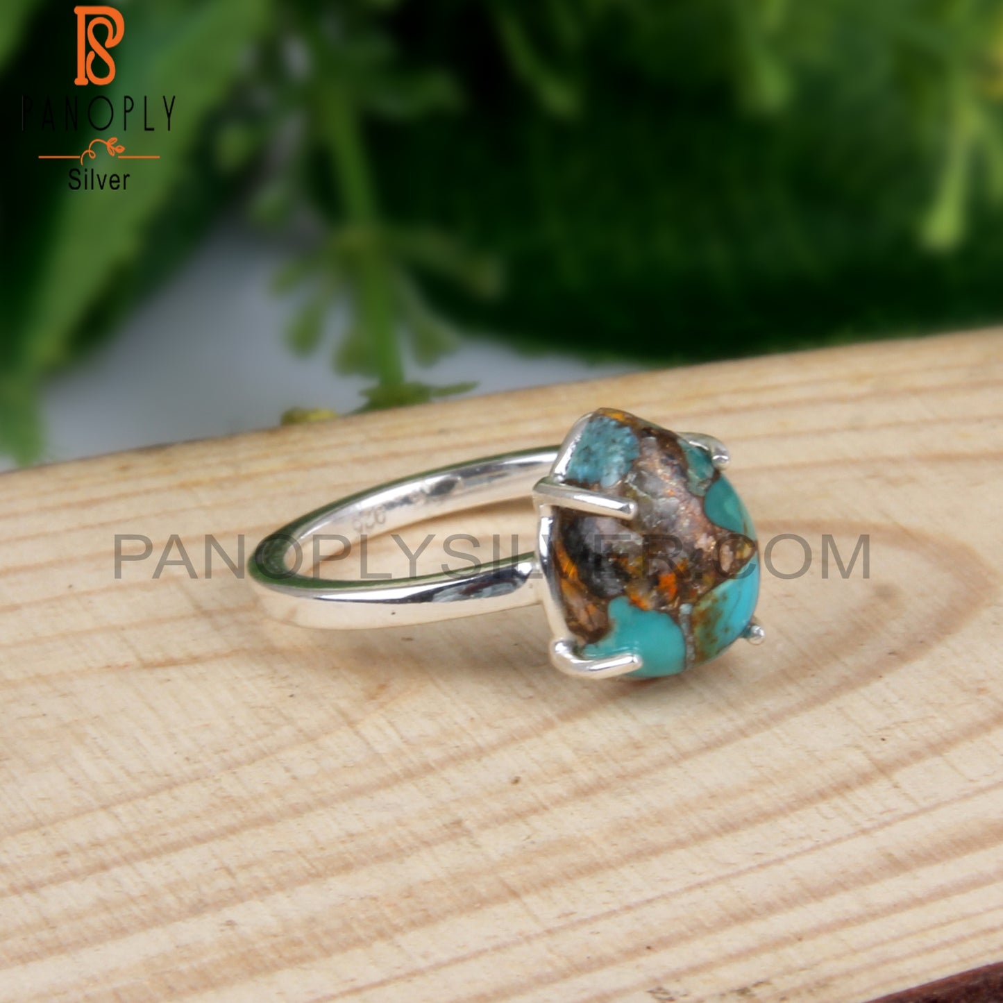 Pear Shape Mojave Bumblebee Turquoise 925 Party Wear Ring