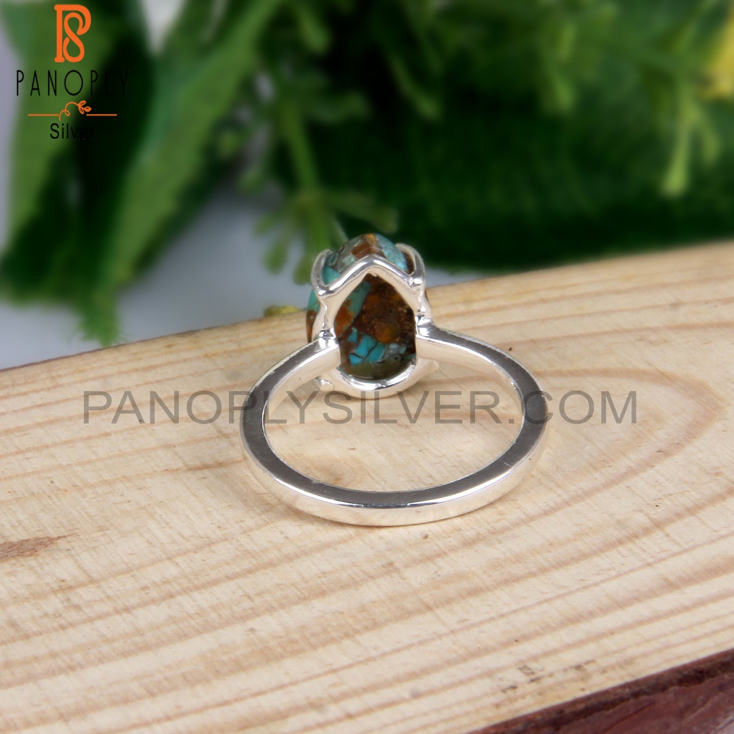 Pear Shape Mojave Bumblebee Turquoise 925 Party Wear Ring
