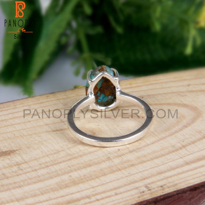 Pear Shape Mojave Bumblebee Turquoise 925 Party Wear Ring