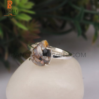 Mojave Copper Ethiopian Opal Pear 925 Silver Ring For Mom