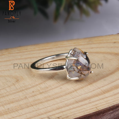 Mojave Copper Ethiopian Opal Pear 925 Silver Ring For Mom