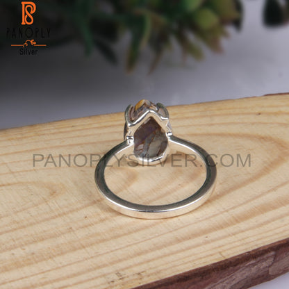 Mojave Copper Ethiopian Opal Pear 925 Silver Ring For Mom